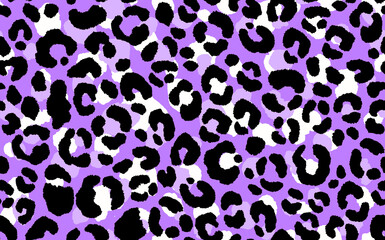 Fototapeta na wymiar Abstract modern leopard seamless pattern. Animals trendy background. Purple and black decorative vector stock illustration for print, card, postcard, fabric, textile. Modern ornament of stylized skin