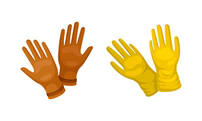 Fototapeta premium Pair of Gloves as Garment Covering Hand Vector Set