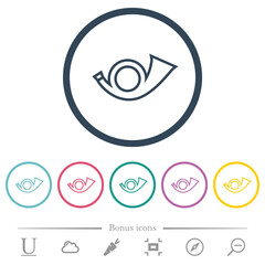 Obraz premium Postal round horn outline flat color icons in round outlines