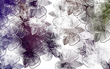 Light Green, Red vector doodle background with flowers.