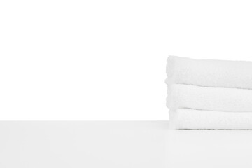 Set of soft spa towels isolated on white
