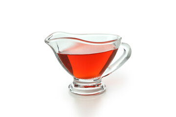 Sauce boat with vinegar isolated on white background