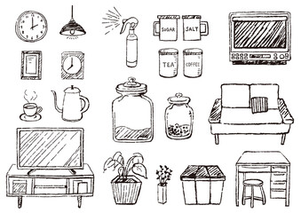 手書きのインテリアセット