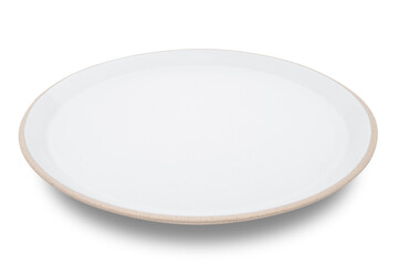 White circle ceramics plate isolated on white background.