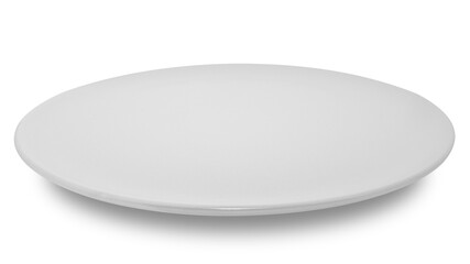 White circle ceramics plate isolated on white background.