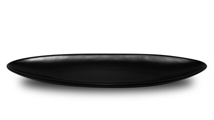 Black circle ceramics plate isolated on white background.