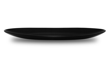 Black circle ceramics plate isolated on white background.