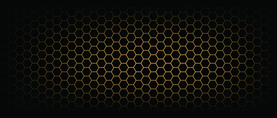 Fotobehang Abstract yellow, orange beehive raster background plate icon. Honeycomb bees hive cells pattern. Vector hexagon cell signs © MarkRademaker