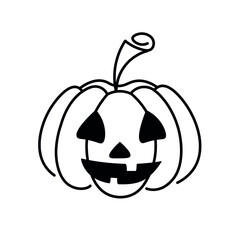 Pumpkin on white background. Pumpkin with smile for your design for the holiday Halloween. Vector illustration.
