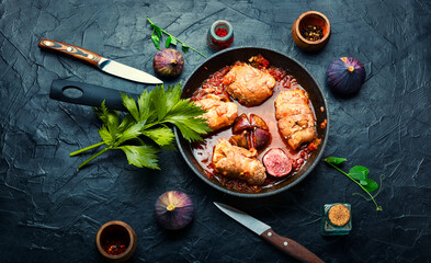 Chicken breast roll roast with figs