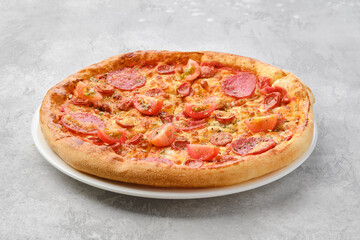 Pizza pepperoni with two kind of sausages