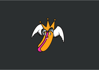 this logo is a hotdog logo with wings and a crown, this logo is suitable for those of you who are looking for a logo for logo sales.