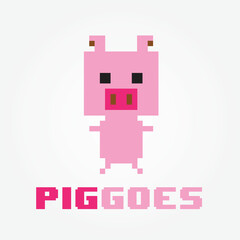 Pig 8 bit Game Logo Design