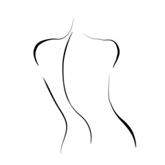 Woman Back One Line Drawing. Female Figure Creative Contemporary Abstract Line Drawing. Beauty Fashion Female Naked Body. Vector Minimalist Design for Wall Art, Print, Card, Poster.