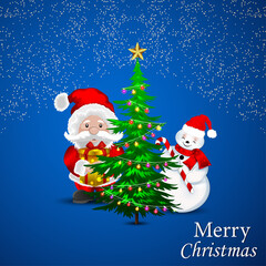 Fototapeta na wymiar Merry christmas celebration greeting card with creative vector illustration