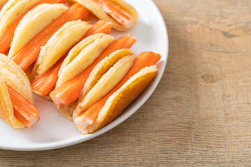 flat pancake roll with crab stick