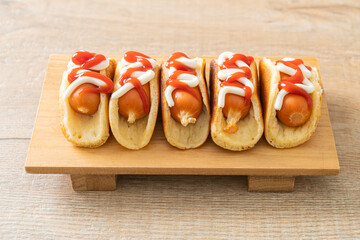 flat pancake roll with sausage