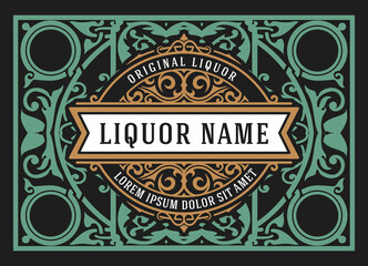 Whiskey label with old frames