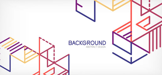 Abstract background. Color lines on white background. Linear abstract composition. Techno or business concept for wallpaper, banner, background, landing page