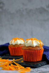 cakes next to grated carrots