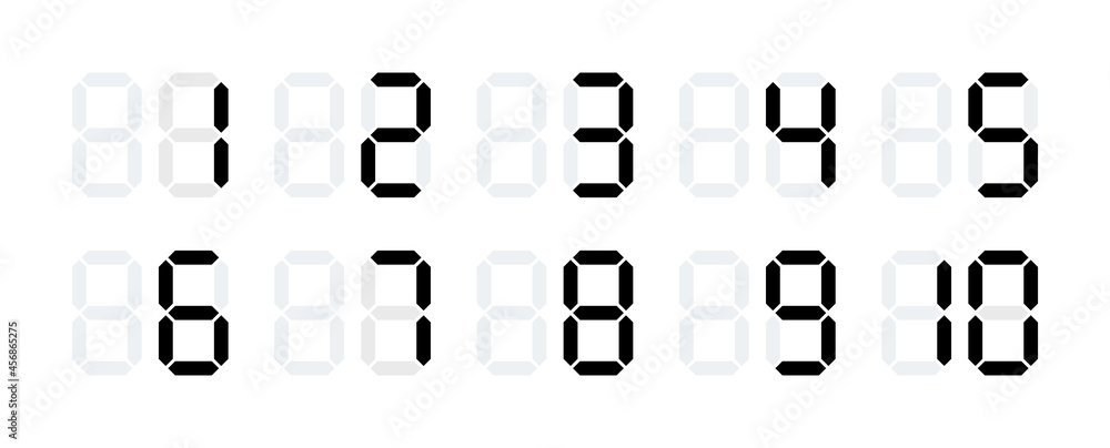 Aufkleber digital numbers from 1 to 10.