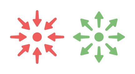 Arrows outward and arrow inward icon symbol vector illustration. - obrazy, fototapety, plakaty