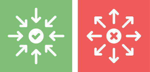Inward and outward icon vector illustration.