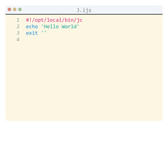 J language Hello World program sample in editor window