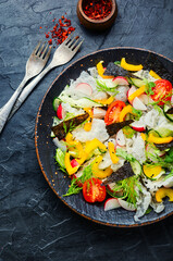 Vegetarian spring salad with fresh vegetables