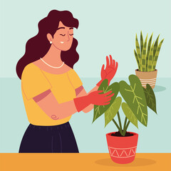 gardener woman and plants