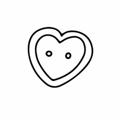 Fototapeta premium Vector heart-shaped button isolated on white background. Doodle illustration for weddings, t-shirts, Valentines Day. Sketch Sign of love, romance, feelings, relationships, needlework. Valentine card