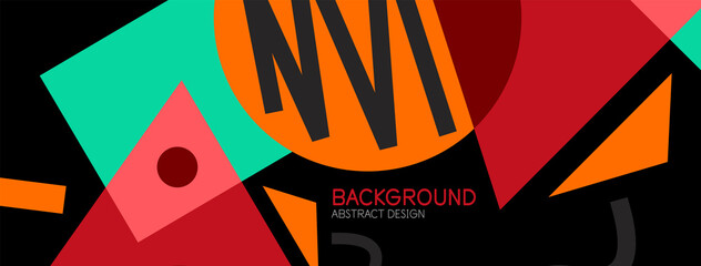 Abstract background. Blocks, lines, triangles, circles composition. Techno or business concept for wallpaper, banner, background, landing page