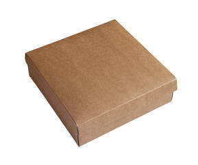 Closed cardboard box isolated on white background