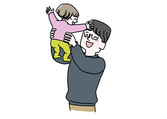 赤ちゃんを抱き上げているパパ
