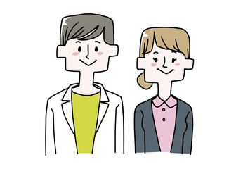 シンプルな男性医師と女性看護師