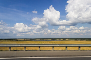 Fototapeta na wymiar Panorama and sky on the road