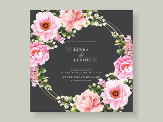 Beautiful floral wedding invitation template