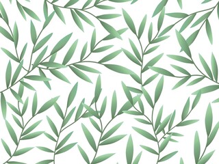 Green leaf vector pattern. Green plant  vector stylish pattern on white background. 