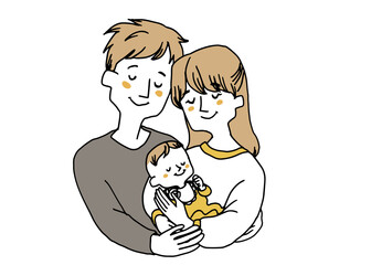 赤ちゃんを抱っこしている夫婦