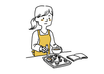 バレンタインチョコレートを作っている女性