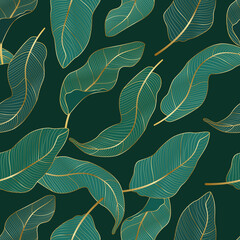 Floral seamless pattern with leaves. tropical background	
