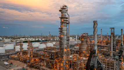 Oil refinery plant from industry zone, Aerial view oil and gas petrochemical industrial, Refinery...