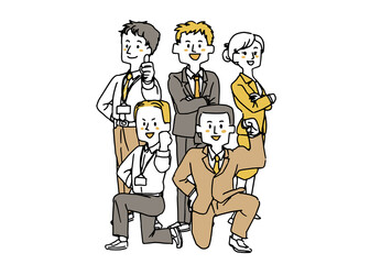 ビジネスマンの五人チーム