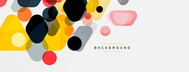 Color bubbles and rounded geometric shapes on white. Vector geometric minimal abstract background for wallpaper, banner, background, landing page