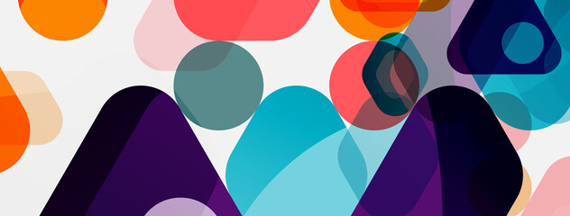 Fototapeta premium Color bubbles and rounded geometric shapes on white. Vector geometric minimal abstract background for wallpaper, banner, background, landing page