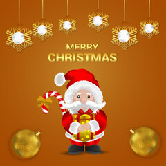 Christmas celebration greeting card with creative vector illustration and gold party balls