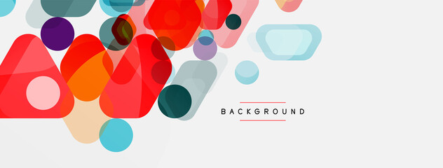 Color bubbles and rounded geometric shapes on white. Vector geometric minimal abstract background for wallpaper, banner, background, landing page