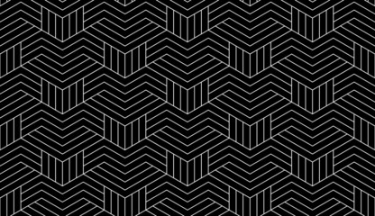 Abstract geometric pattern with stripes, lines. Seamless vector background. White and black ornament. Simple lattice graphic design