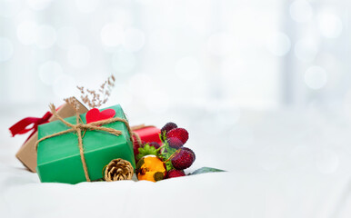 Fototapeta na wymiar Christmas gifts box on the white background.