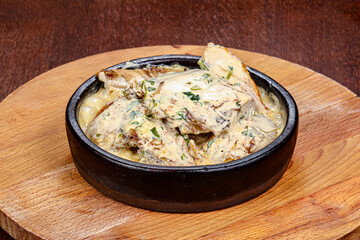 Tasty roasted chicken with cream